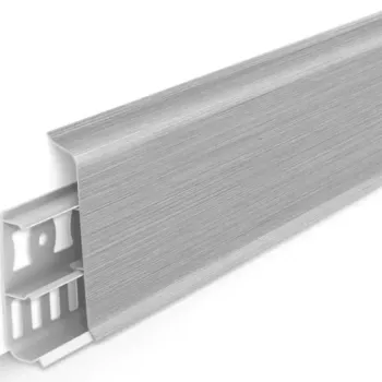 Напольный ПВХ плинтус Идеал Деконика 70 мм Алюминий 186