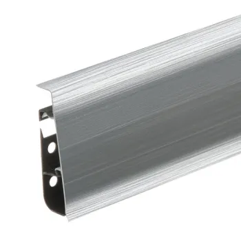 Напольный ПВХ Плинтус Cezar Hi Line Prestige М201 Алюминий Брашир Матовый 75 мм