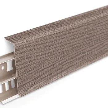 Напольный ПВХ плинтус Идеал Деконика 55 мм Дуб Снежный 215