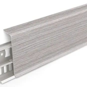 Напольный ПВХ плинтус Идеал Деконика 85 мм Ясень Серый 253